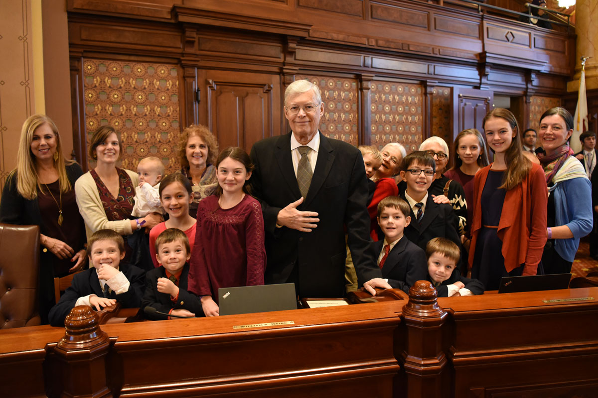 Sen. William Haine and family