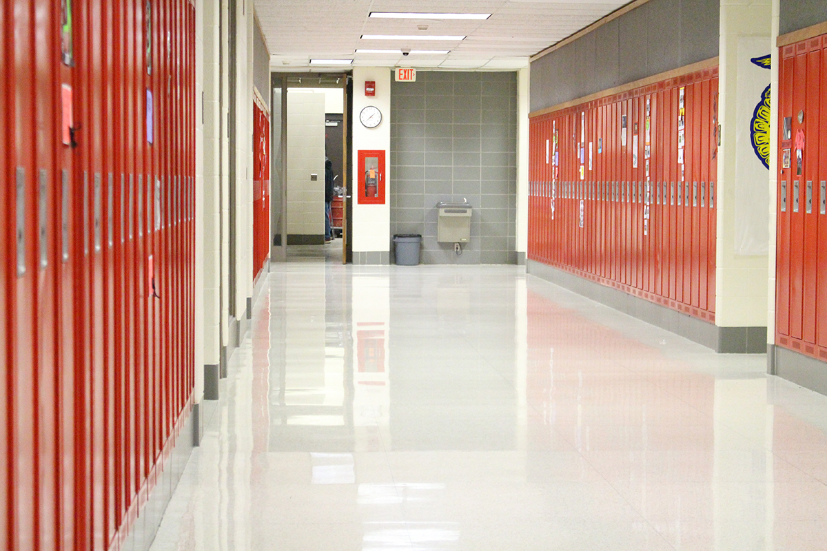 Empty school hallway