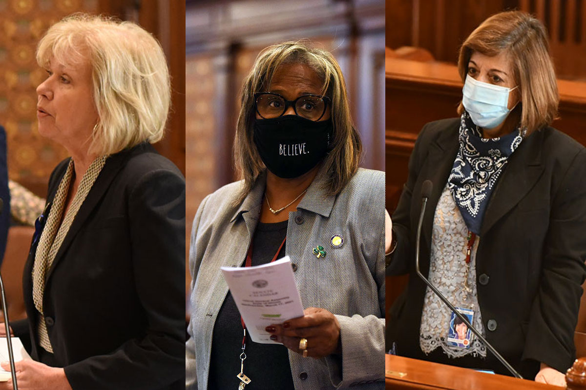 Sens. Julie A. Morrison, Doris Turner, Sara Feigenholtz