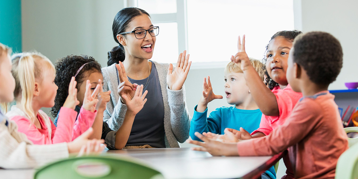 Teacher and students