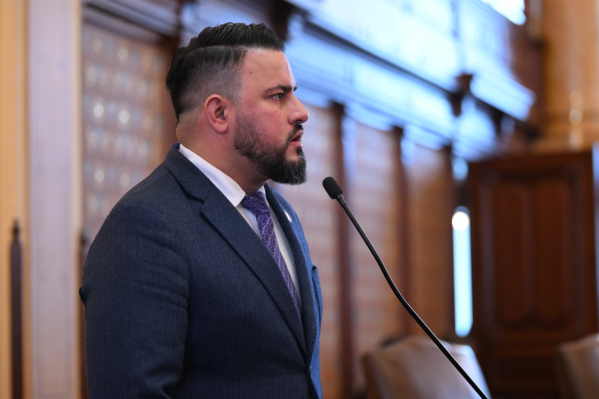 State Senator Omar Aquino on the Senate floor