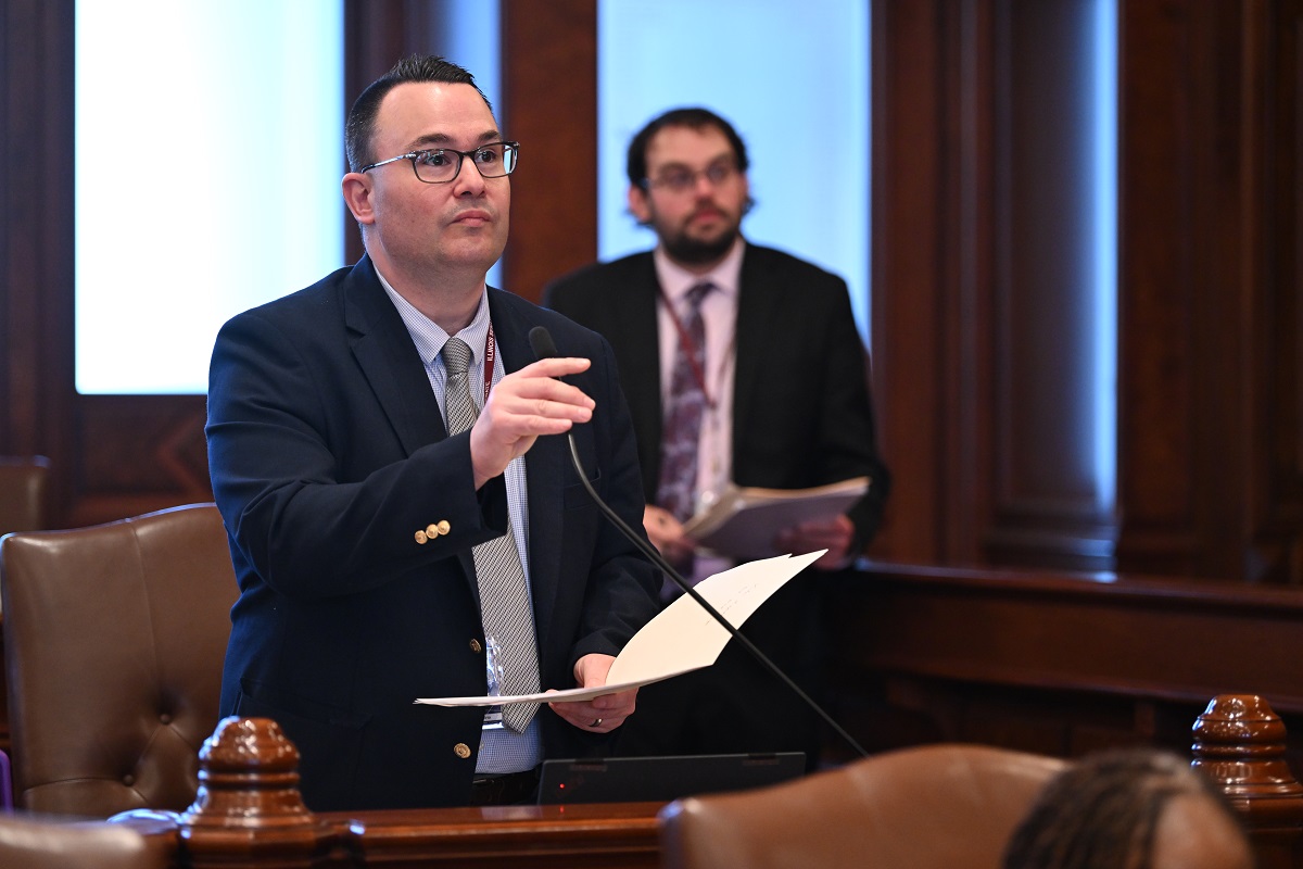 State Senator Mike Porfirio on the Senate floor