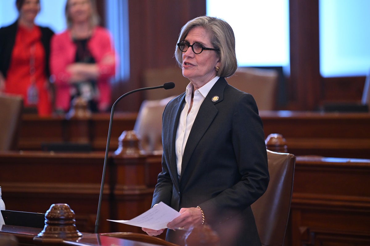 State Senator Suzy Glowiak Hilton speaks on the Senate floor