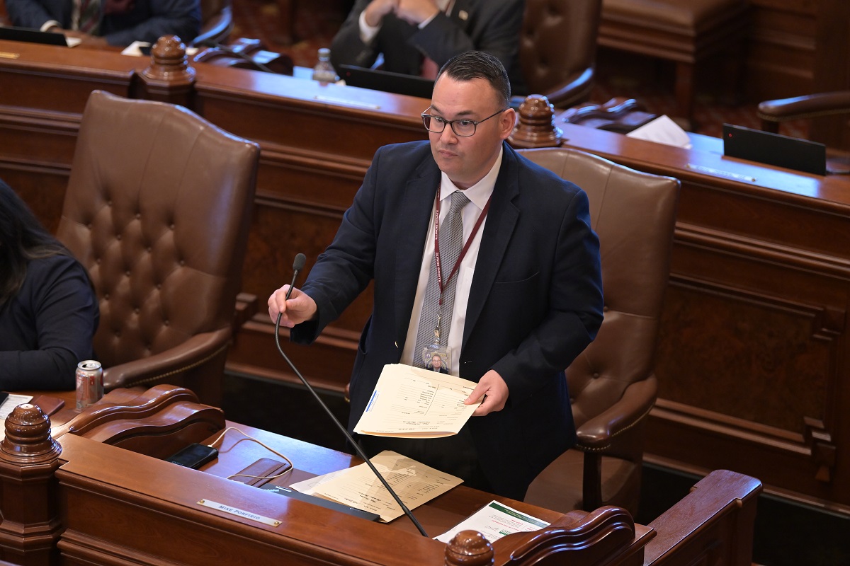 State Senator Mike Porfirio on the Senate floor