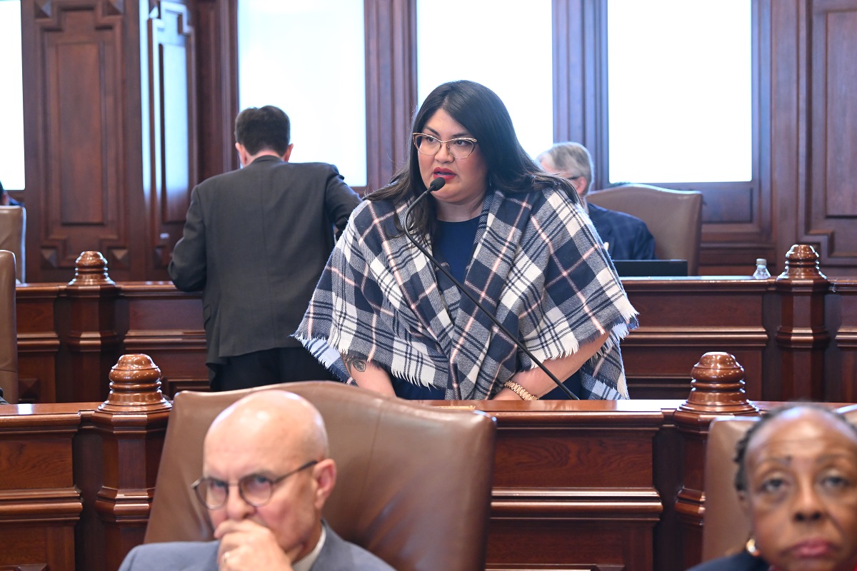 State Senator Graciela Guzmán speaks on the Senate floor