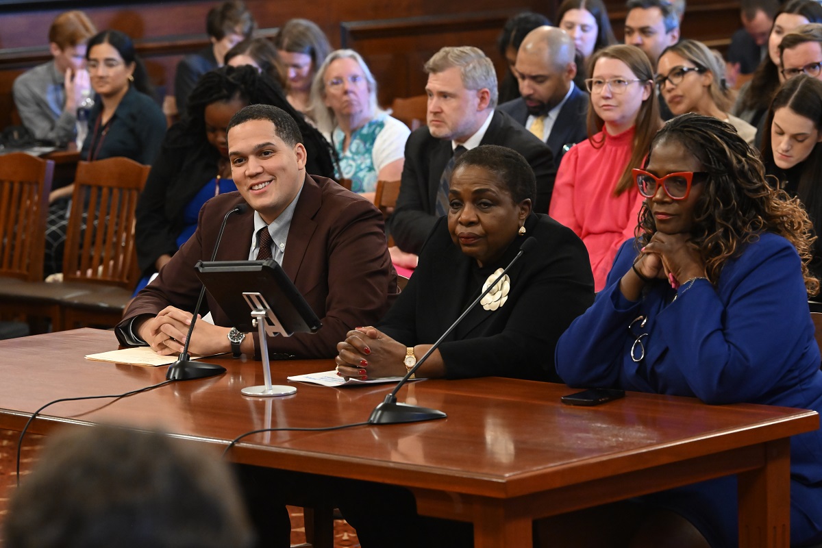 State Senator Robert Peters addresses a Senate Committee.