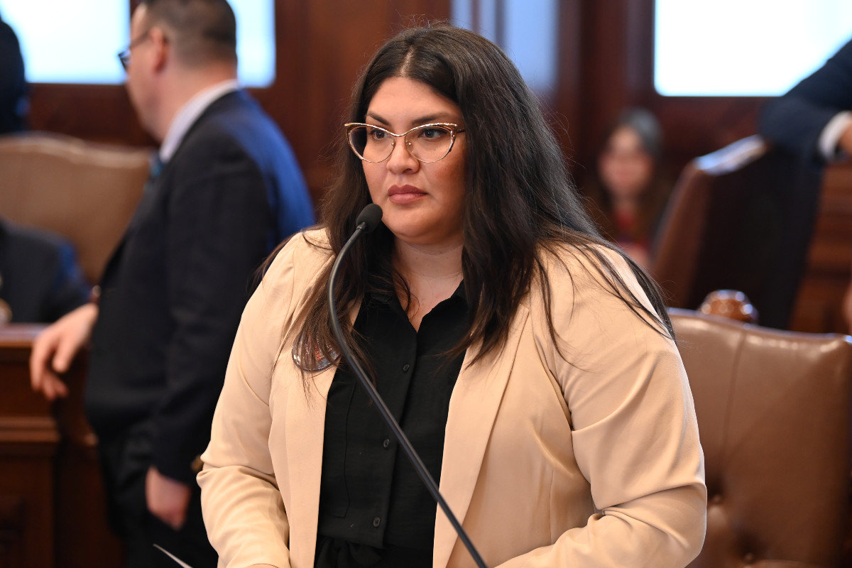 State Senator Graciela Guzman speaks on the Senate floor