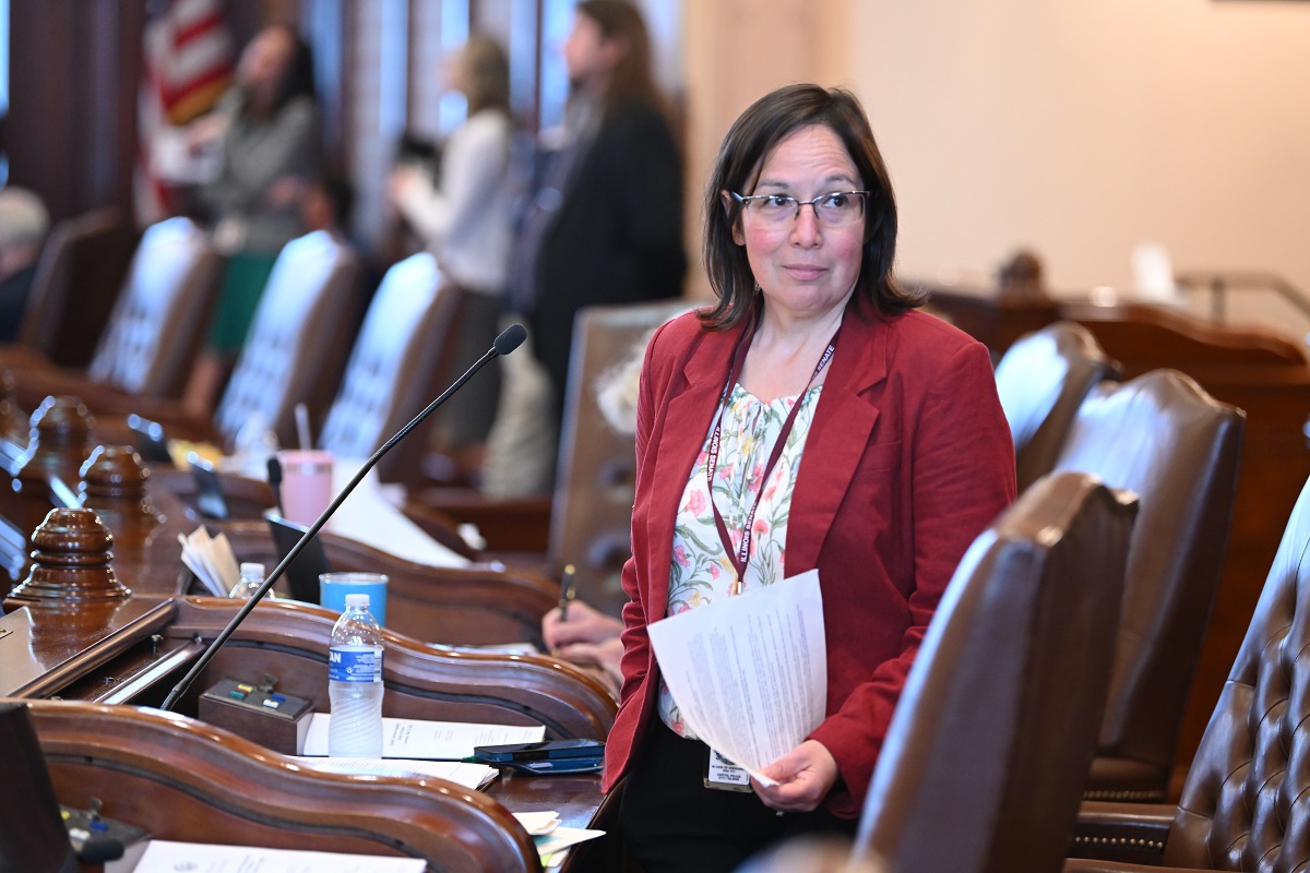 State Senator Cristina Castro on the Senate floor
