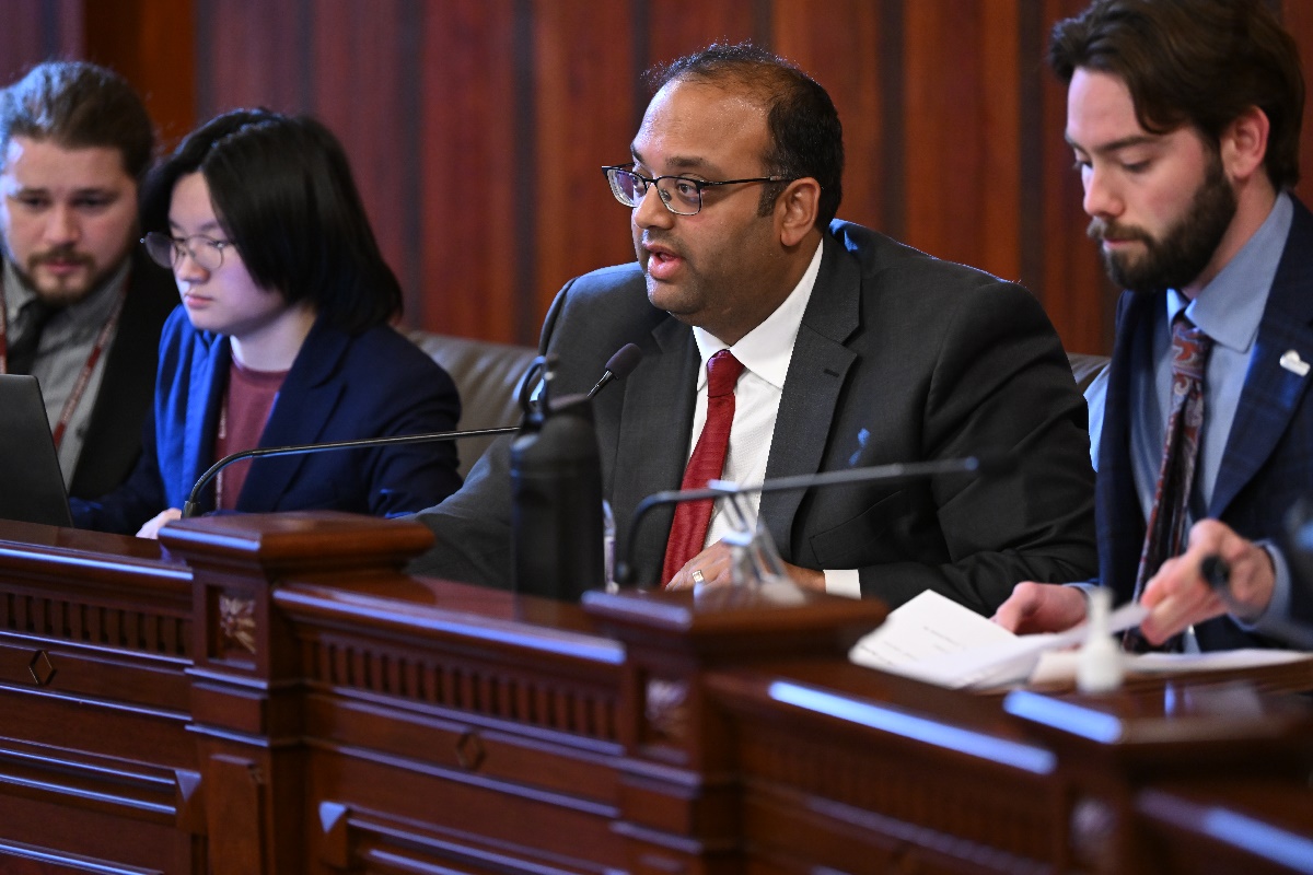 State Senator Ram Villivalam in a committee meeting
