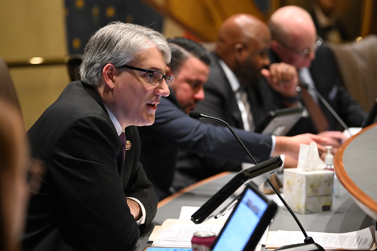 (Photo) Sen. Halpin speaks in committee