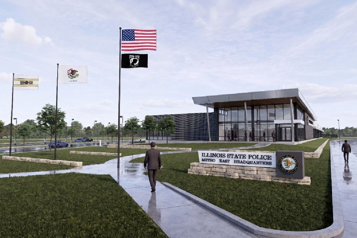 A rendering of the Illinois State Police's new Metro East Regional Headquarters building