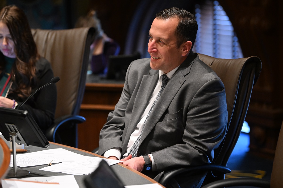 State Senator Michael Hastings in a committee